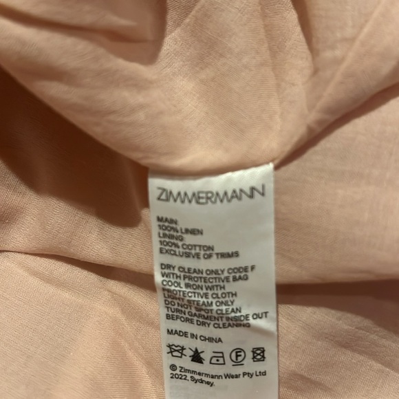 Zimmermann Dancer Linen Day Mini Dress In Blush Size 0 - Picture 3 of 11